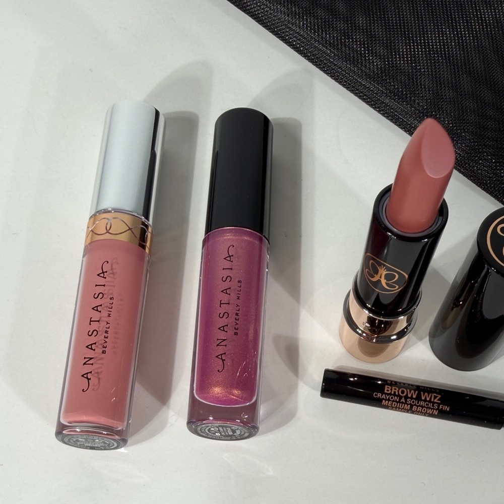 Anastasia Beverly Hills Pink & Mauve Lipstick and Gloss Trio - Crush, Kiss, Med - Picture 5 of 8